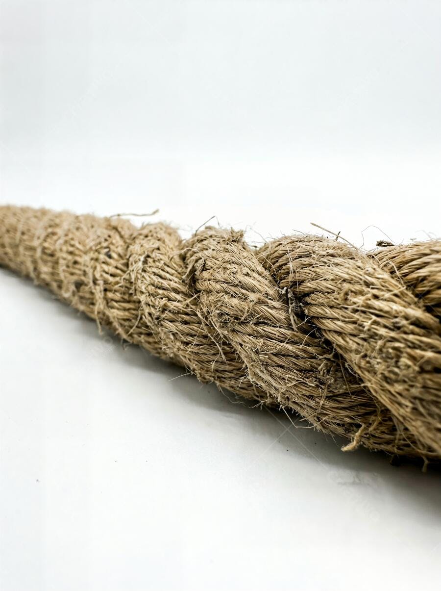 Foto Corda de Sisal Textura Natural Fundo Branco Studio
