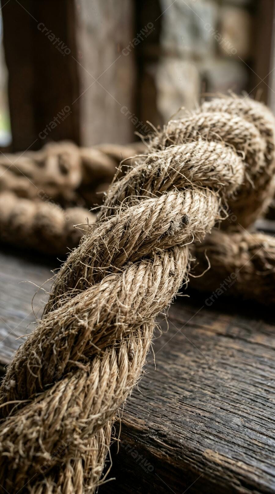 Foto Corda de Sisal Textura Rústica Fundo Madeira Antiga