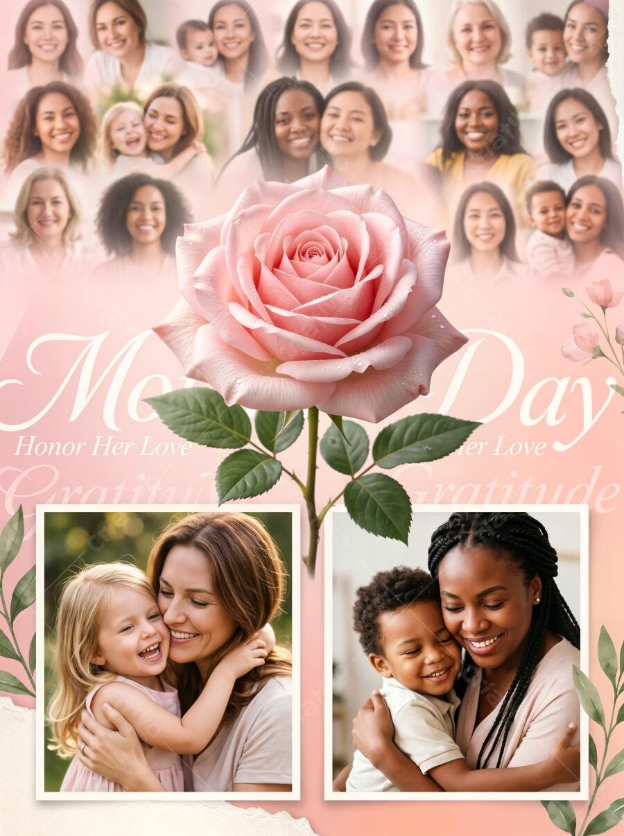 Foto Dia das Mães Mulheres Diversas Filhos Rosas Cor de Rosa