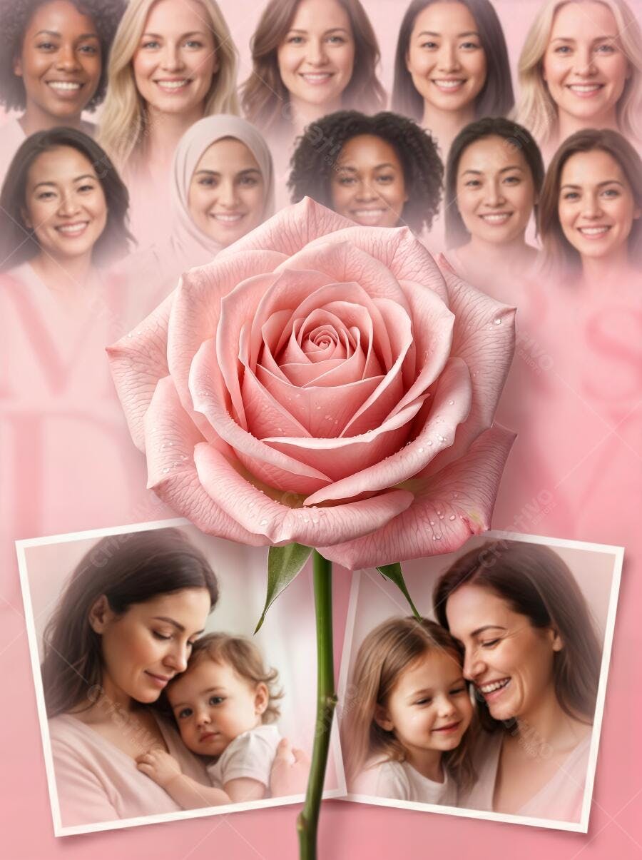 Foto Dia das Mães Mulheres Diversas Rosa Delicada Fundo Rosa