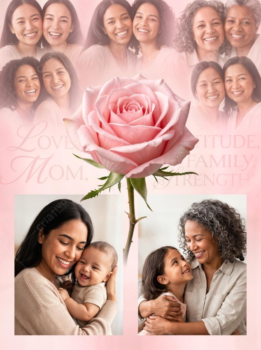 Foto Dia das Mães Mulheres Sorrindo Rosa Pink Amor Materno