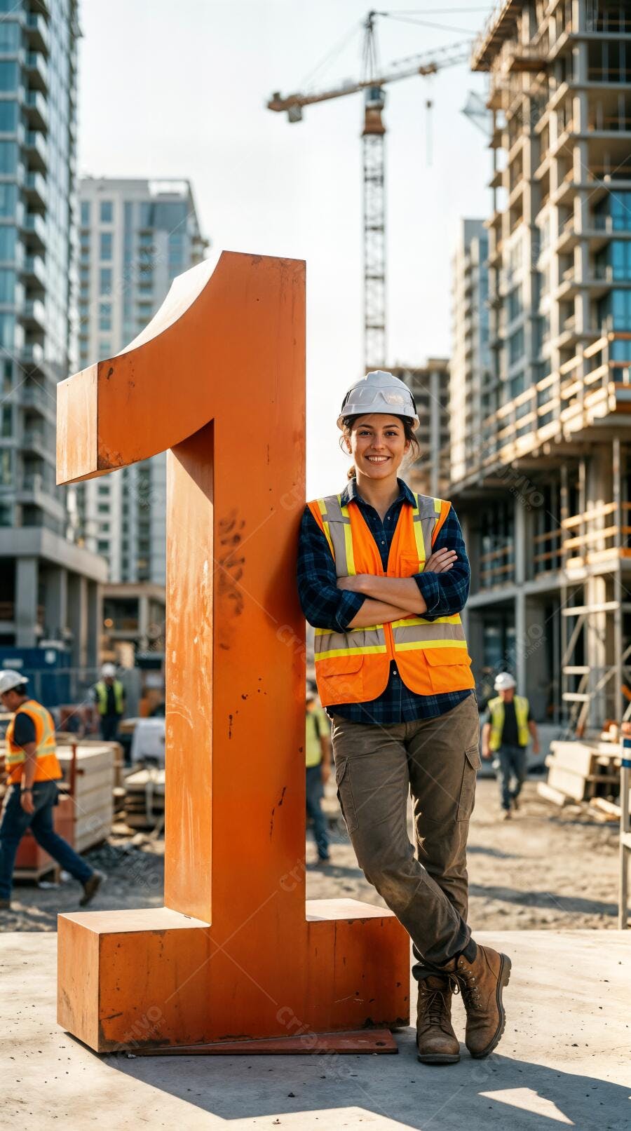 Foto Engenheira Mulher Sorrindo Canteiro de Obras Construção Civil