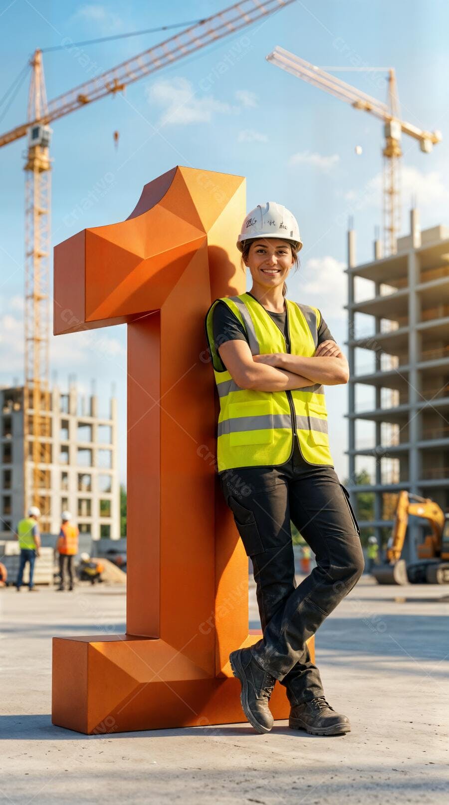 Foto Engenheira Mulher Sorrindo Capacete Obra Construção Civil