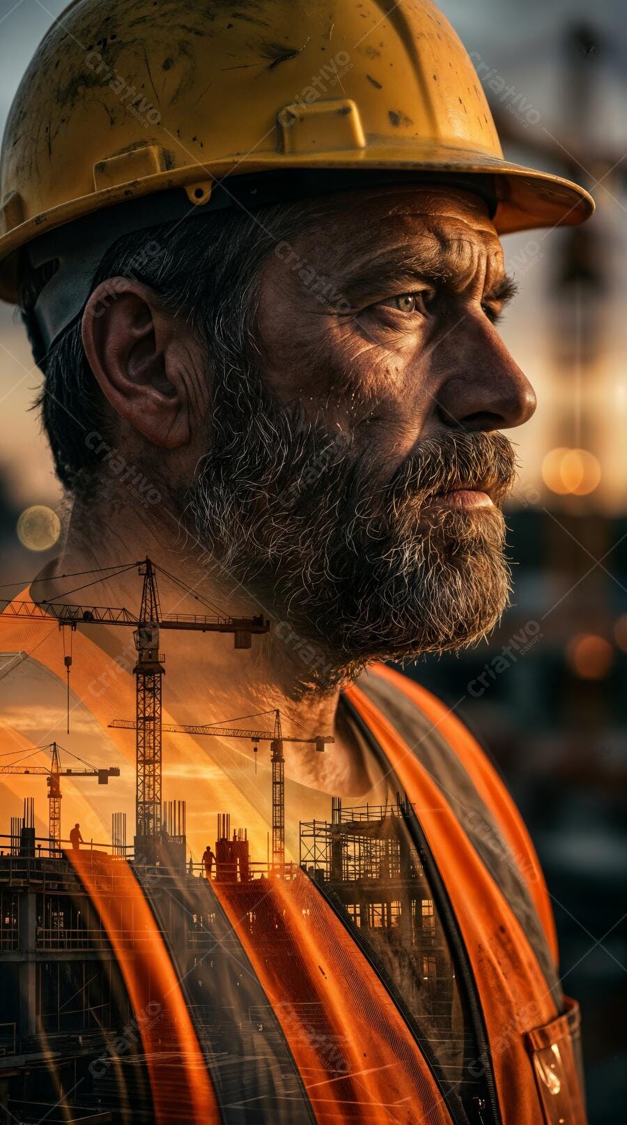 Foto Engenheiro Homem Barbudo Olhando Construção Civil