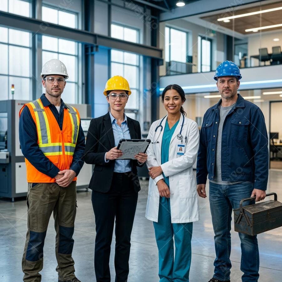 Foto Equipe Multiprofissional Construção Civil Engenharia Sorrindo