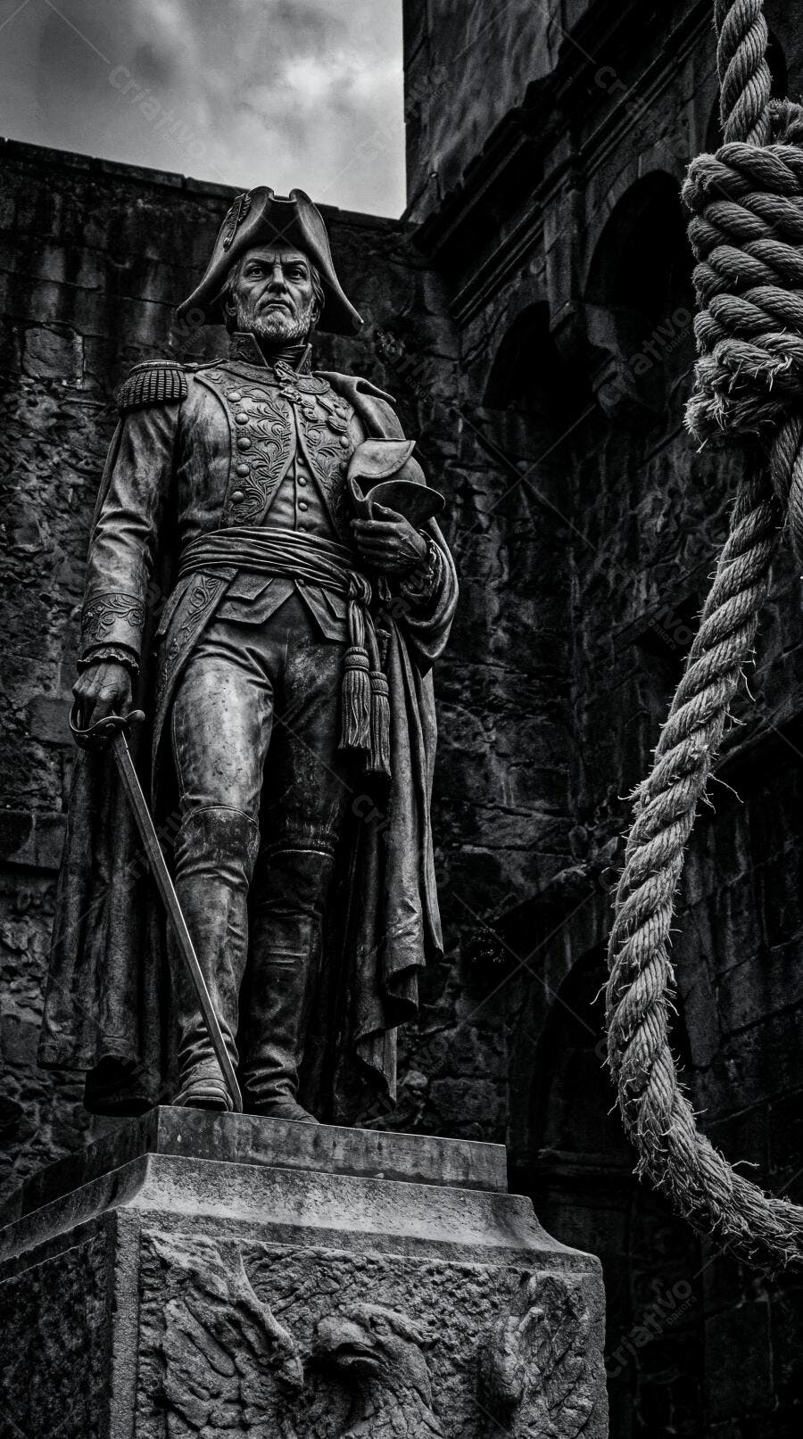 Foto Estátua Militar Histórica Antiga Monocromática