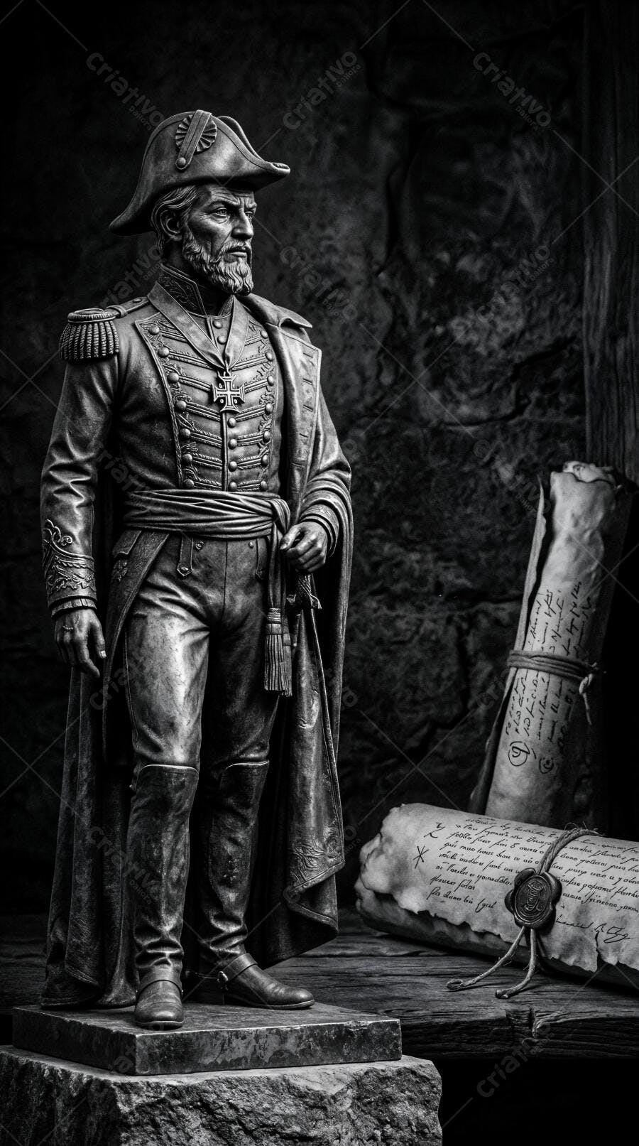 Foto Estátua Militar Histórica General Antigo Monocromática