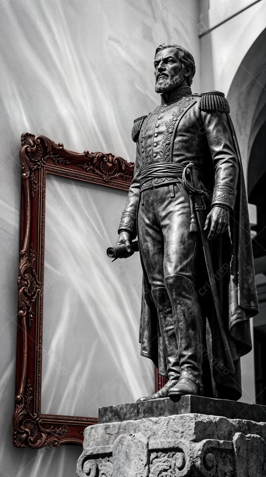 Foto Estátua Militar Histórica Quadro Vazio Arte Clássica
