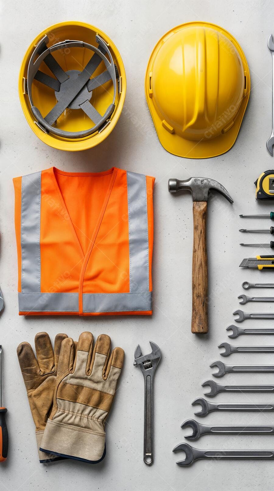 Foto Ferramentas de Construção Capacete Luvas Martelo Chaves