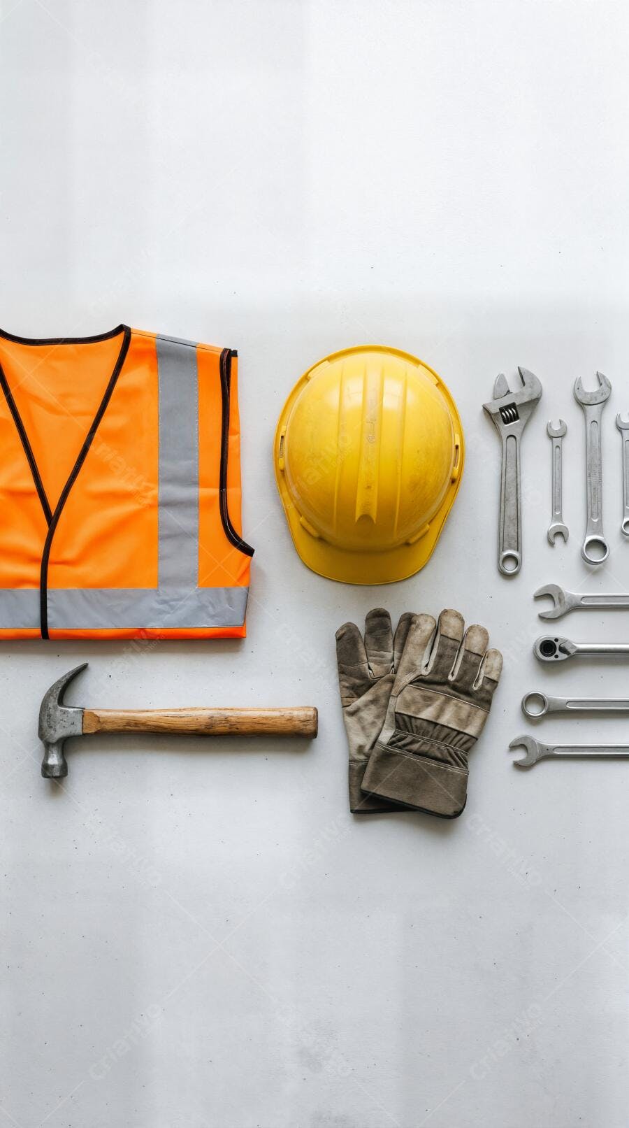 Foto Ferramentas de Construção Capacete Martelo Chaves Luvas