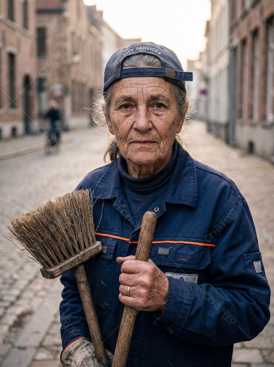 Foto Gari Mulher Idosa Trabalhando Rua Cidade