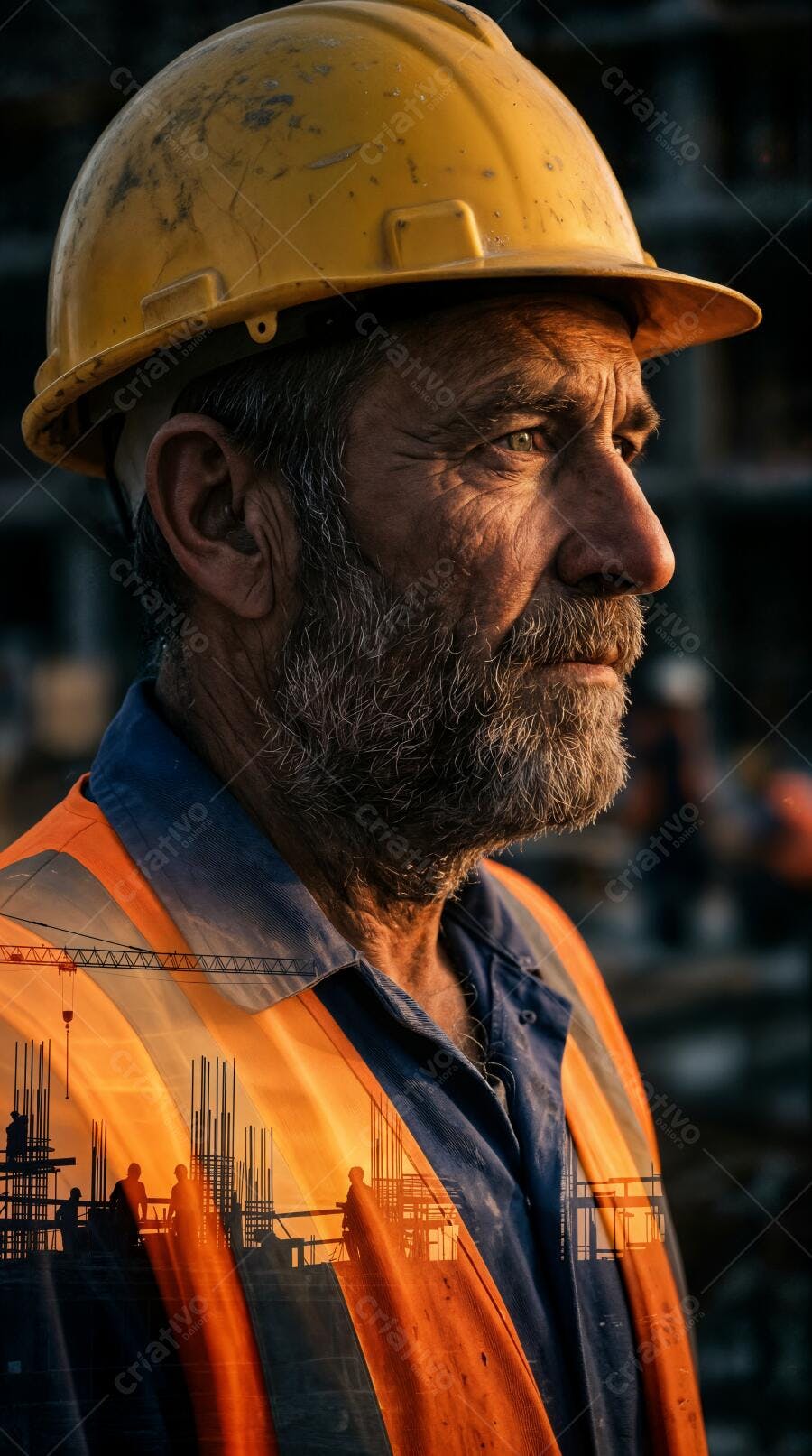 Foto Homem Engenheiro Barba Capacete Obra Construção Civil