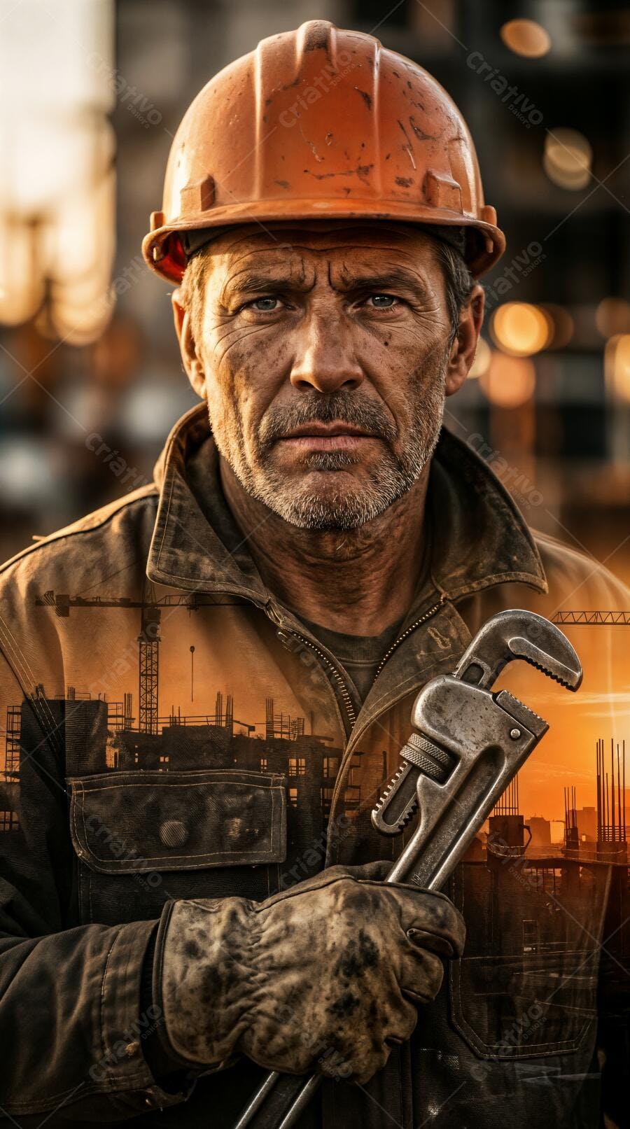 Foto Homem Trabalhador Construção Civil Chave Inglesa