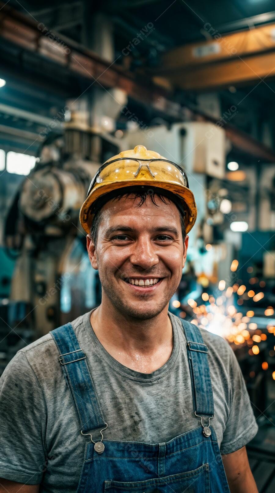 Foto Homem Trabalhador Sorrindo Fábrica Industrial