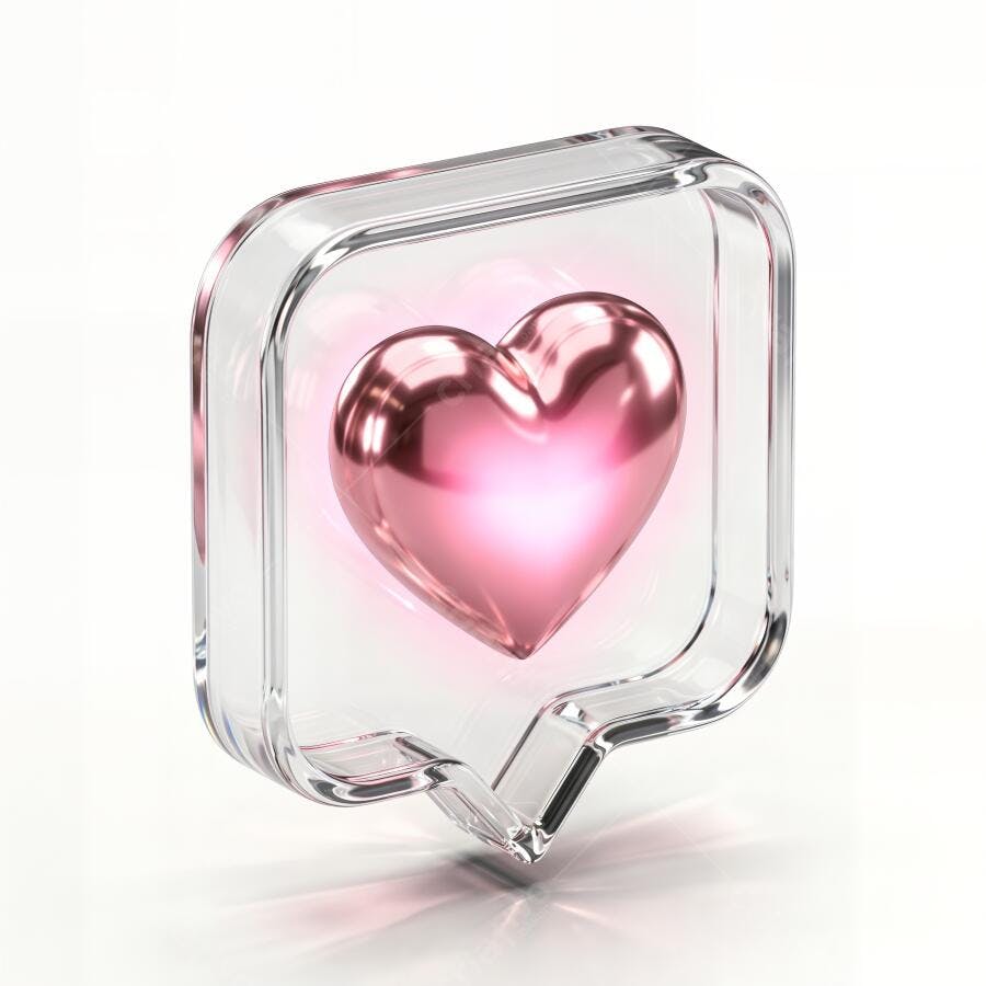 Foto Ícone Coração Rosa Curtida Instagram 3D Transparente