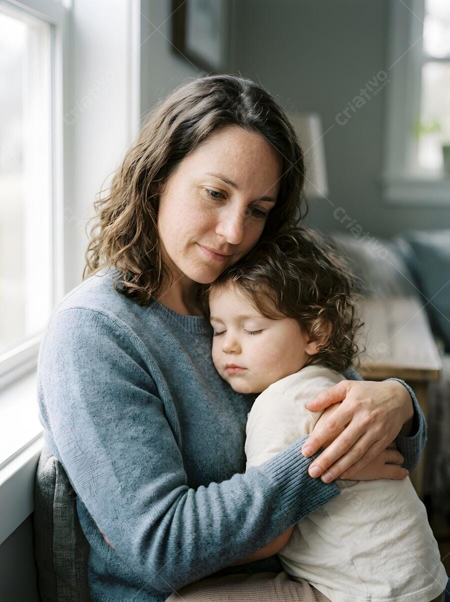Foto Mãe Abraçando Filho Dormindo Carinho Família