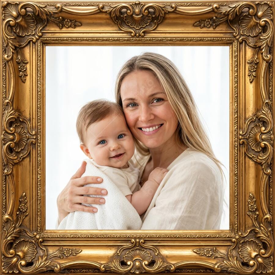 Foto Mãe e Bebê Sorrindo Abraçadas Retrato Família
