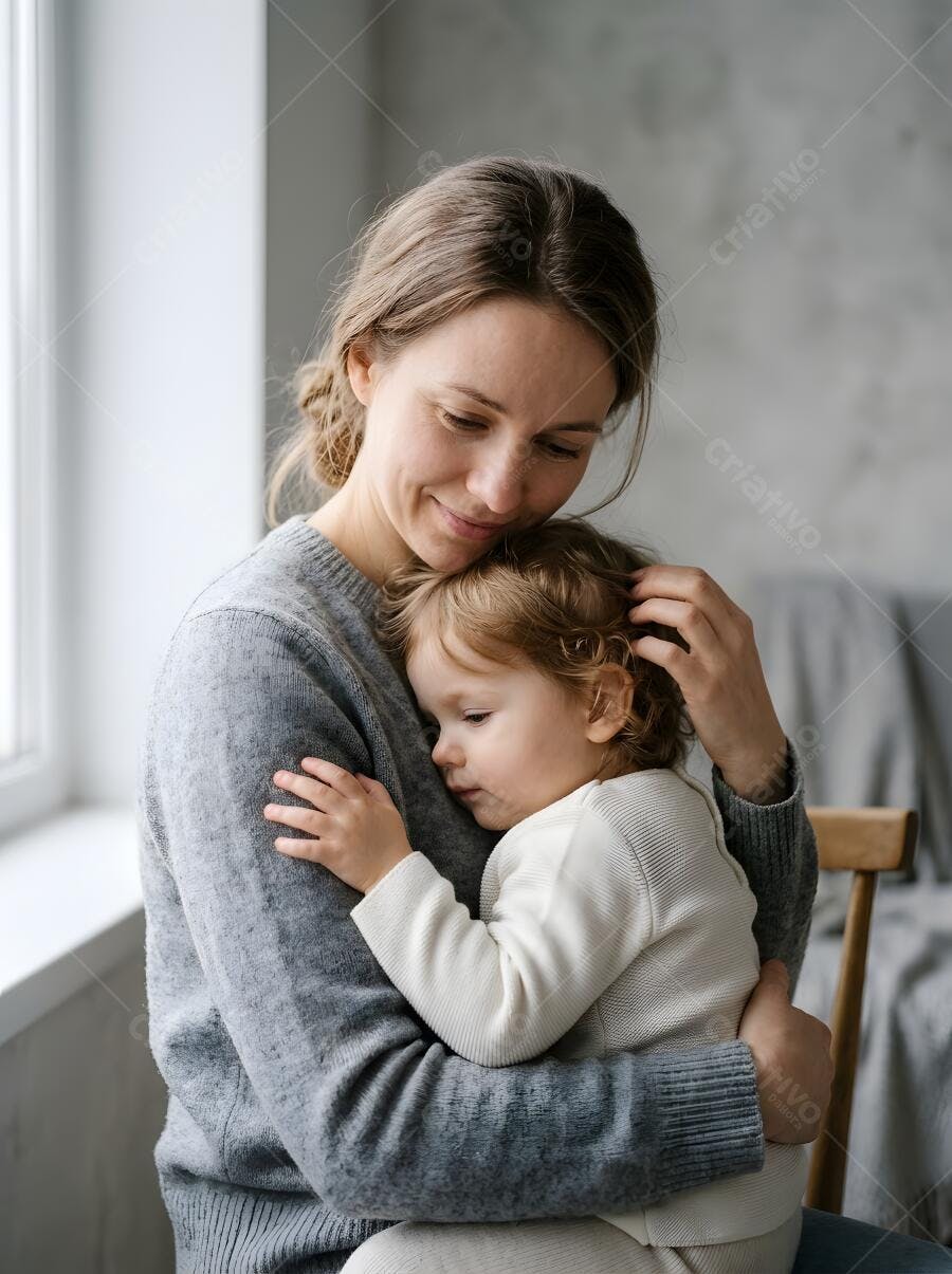 Foto Mãe e Filha Abraçadas Carinho Maternidade Lifestyle