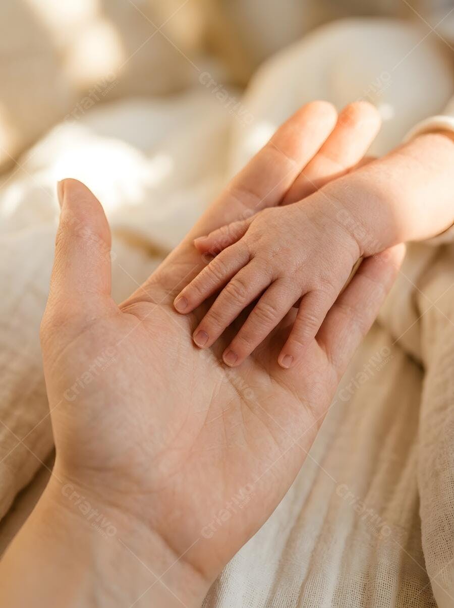Foto Mão de Bebê Recém-Nascido na Mão de Adulto Carinho