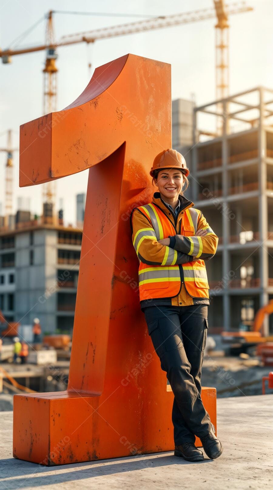 Foto Mulher Engenheira Sorrindo Canteiro de Obras Número Um