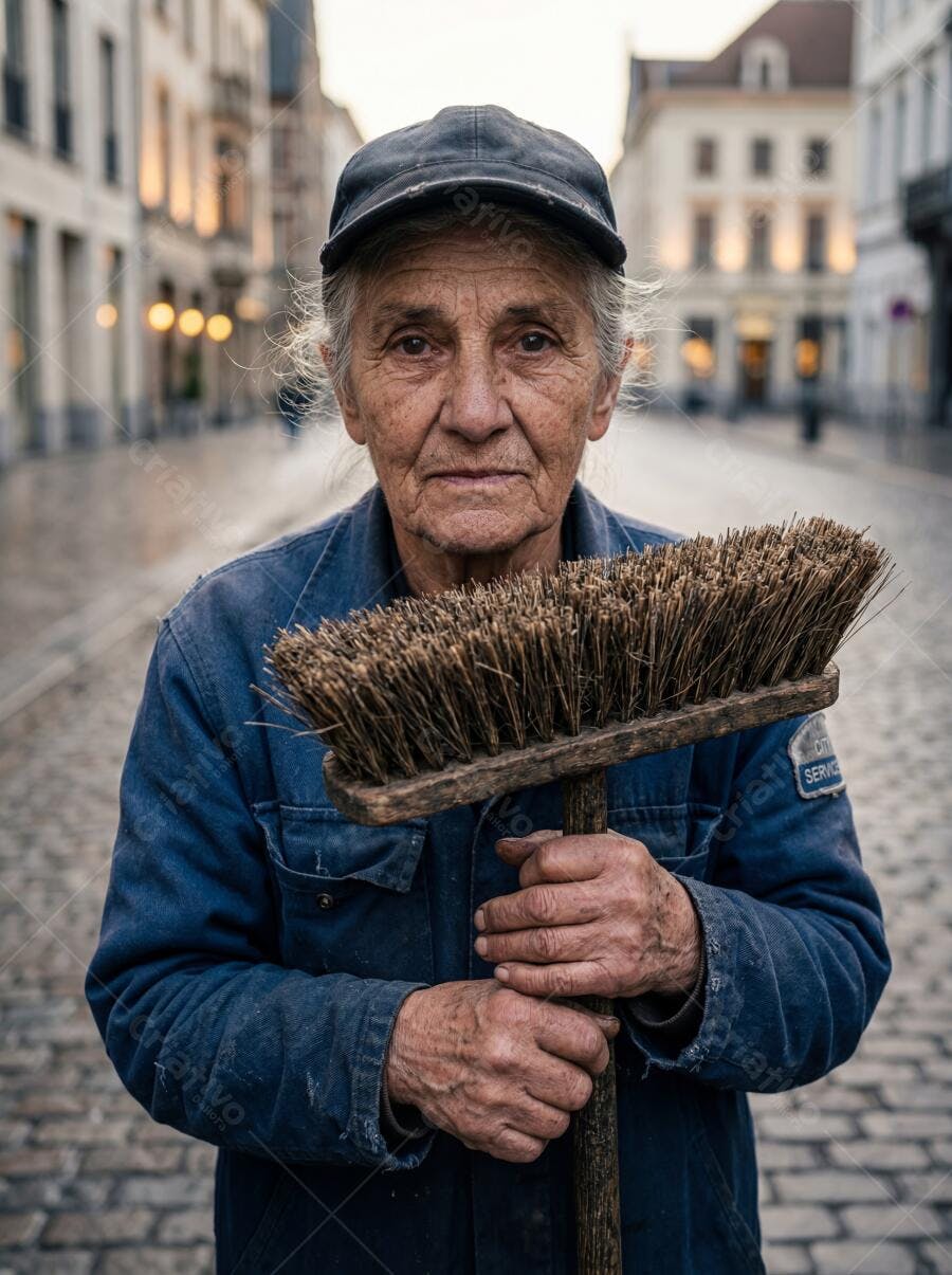 Foto Mulher Idosa Gari Trabalhadora Rua Cidade