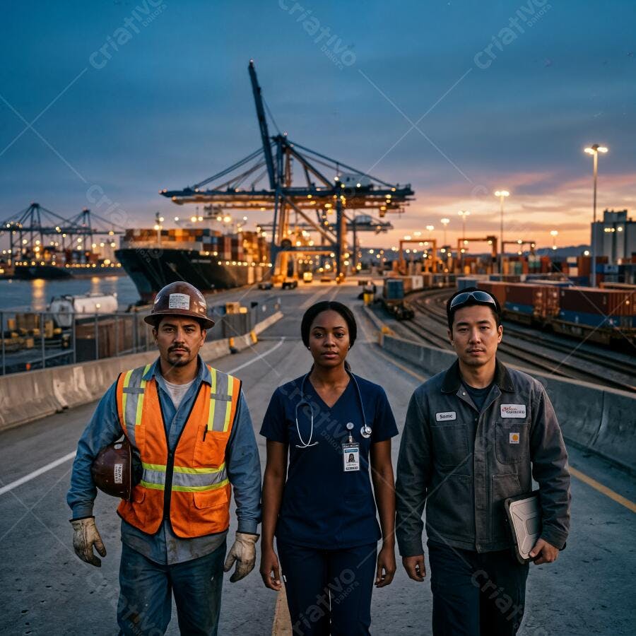 Foto Profissionais Diversos Trabalhadores Porto Logística