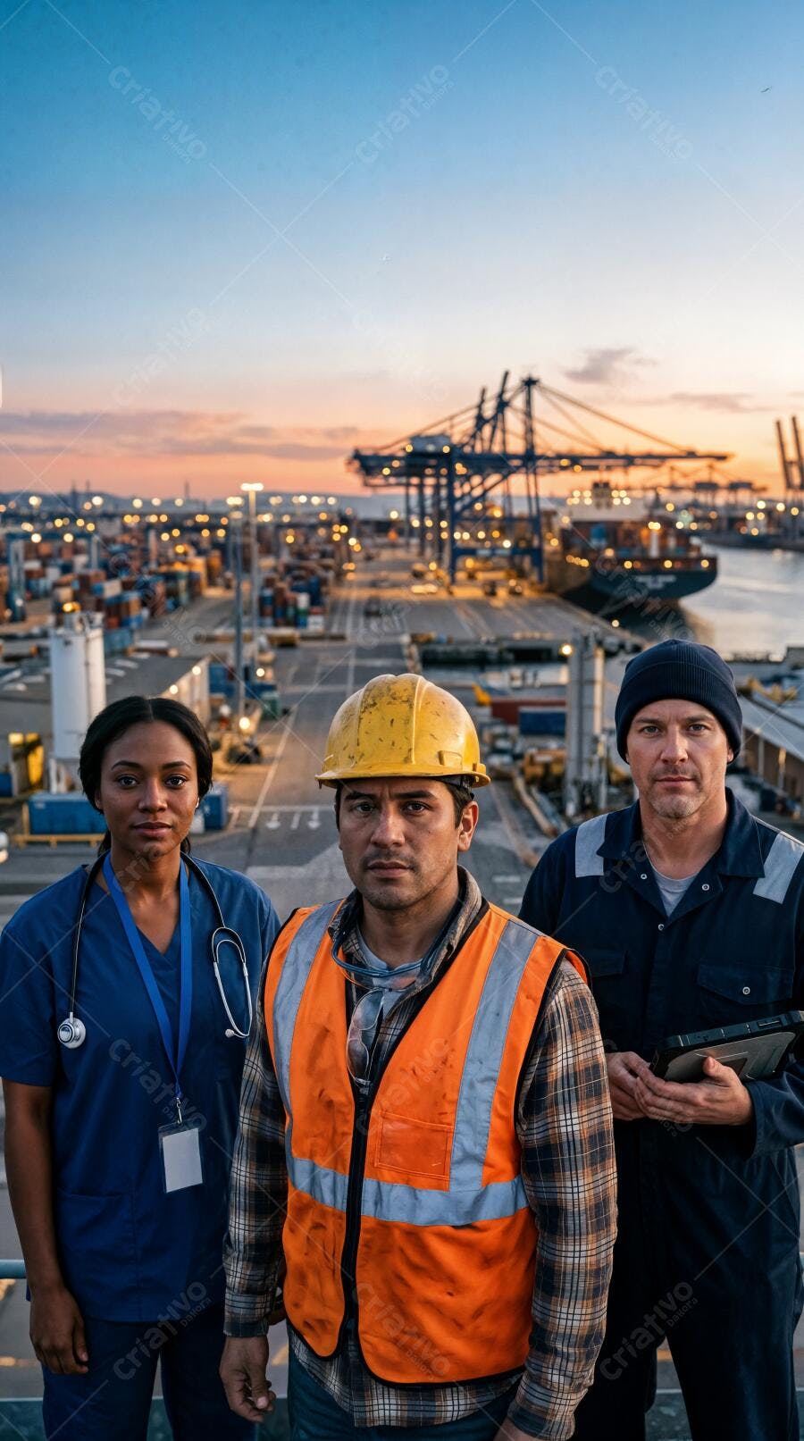 Foto Profissionais Essenciais Trabalhadores Porto Logística