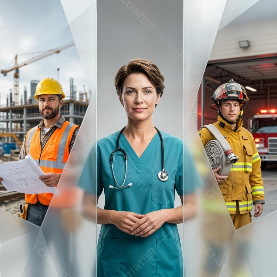 Foto Profissionais Saúde Construção Bombeiro Trabalhando
