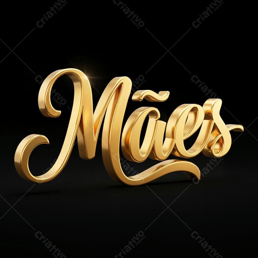 Mães Dourado 3D Fundo Preto Elegante Dia das Mães