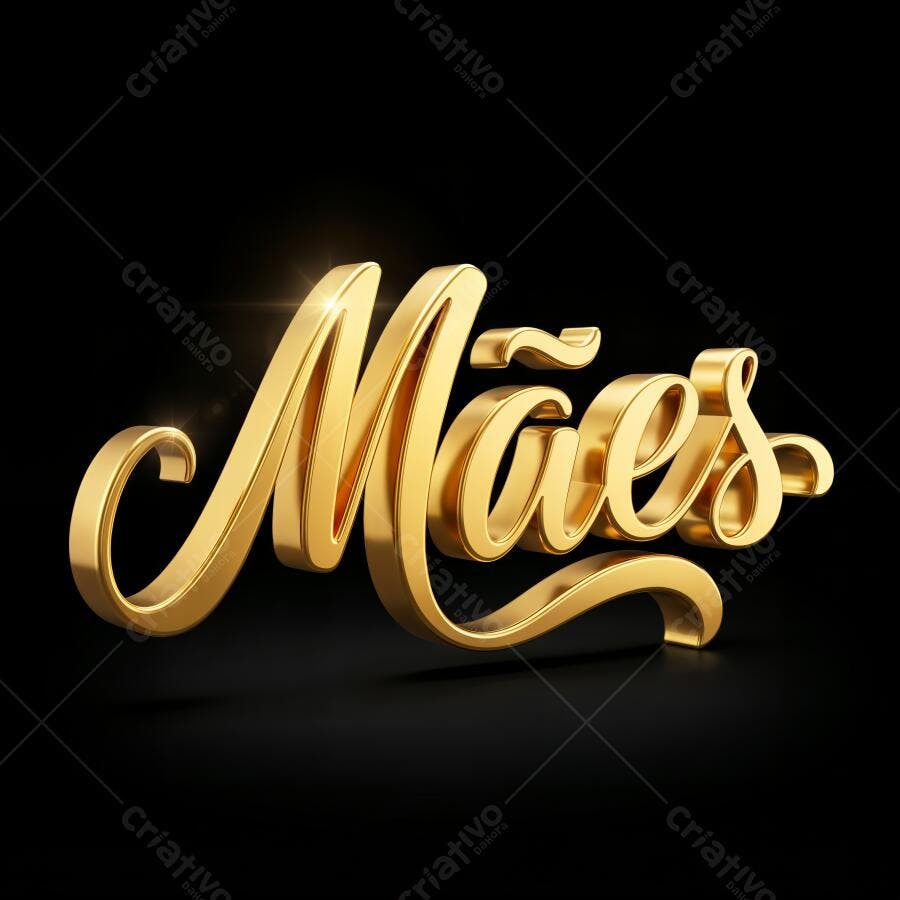 Mães Dourado 3D Renderização Dia das Mães Fundo Preto