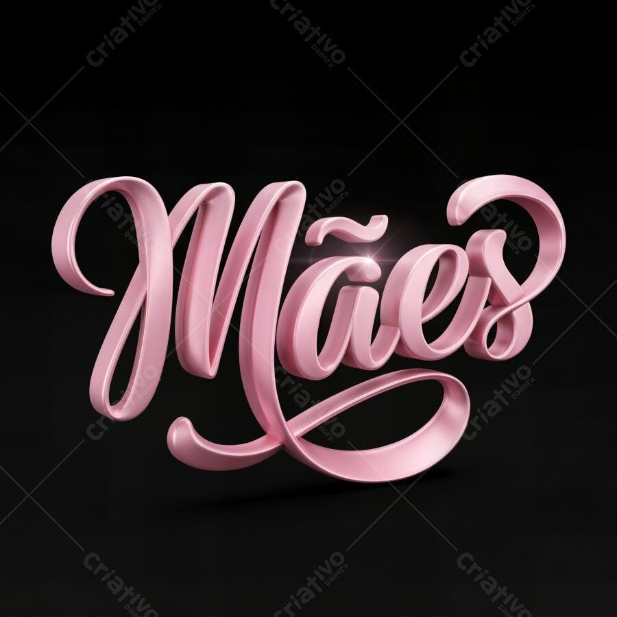 Mães Lettering 3D Rosa Dia das Mães Fundo Escuro