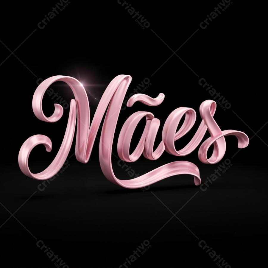 Mães Lettering 3D Rosé Gold Fundo Preto Dia das Mães