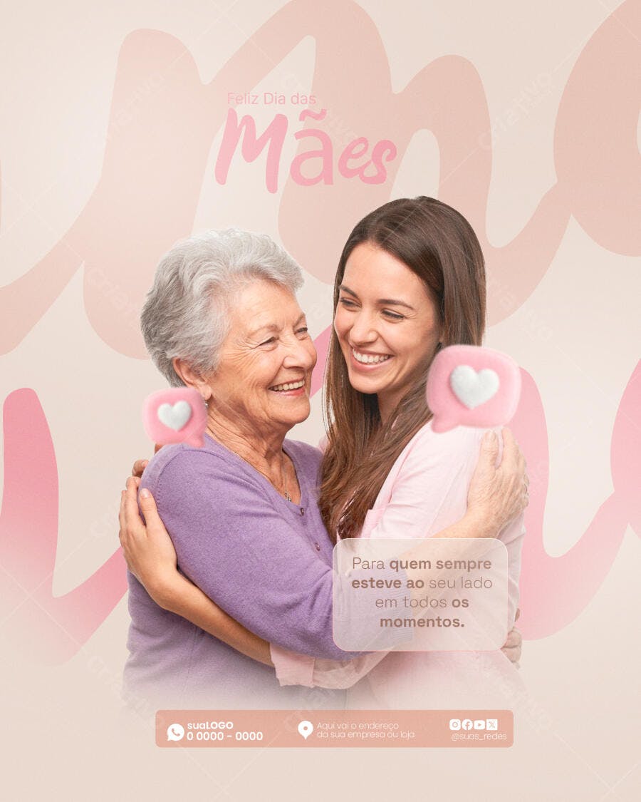 Post Instagram Dia das Mães Família Amor PSD Editável