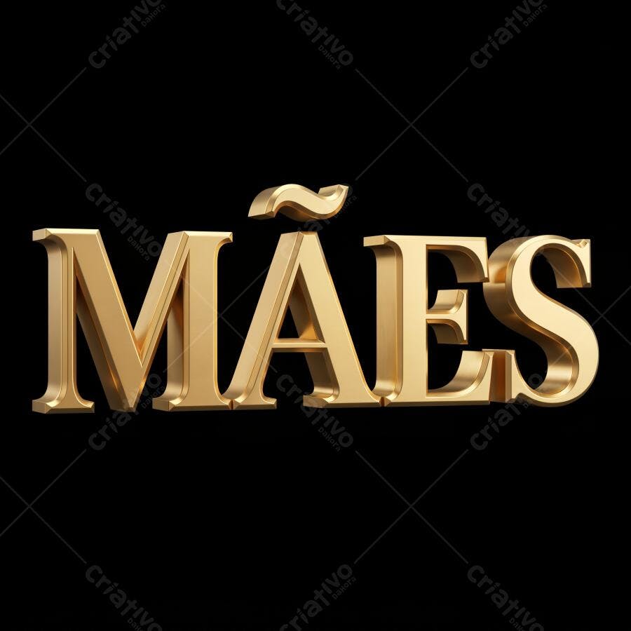 Texto 3D Dourado Dia das Mães Fundo Preto