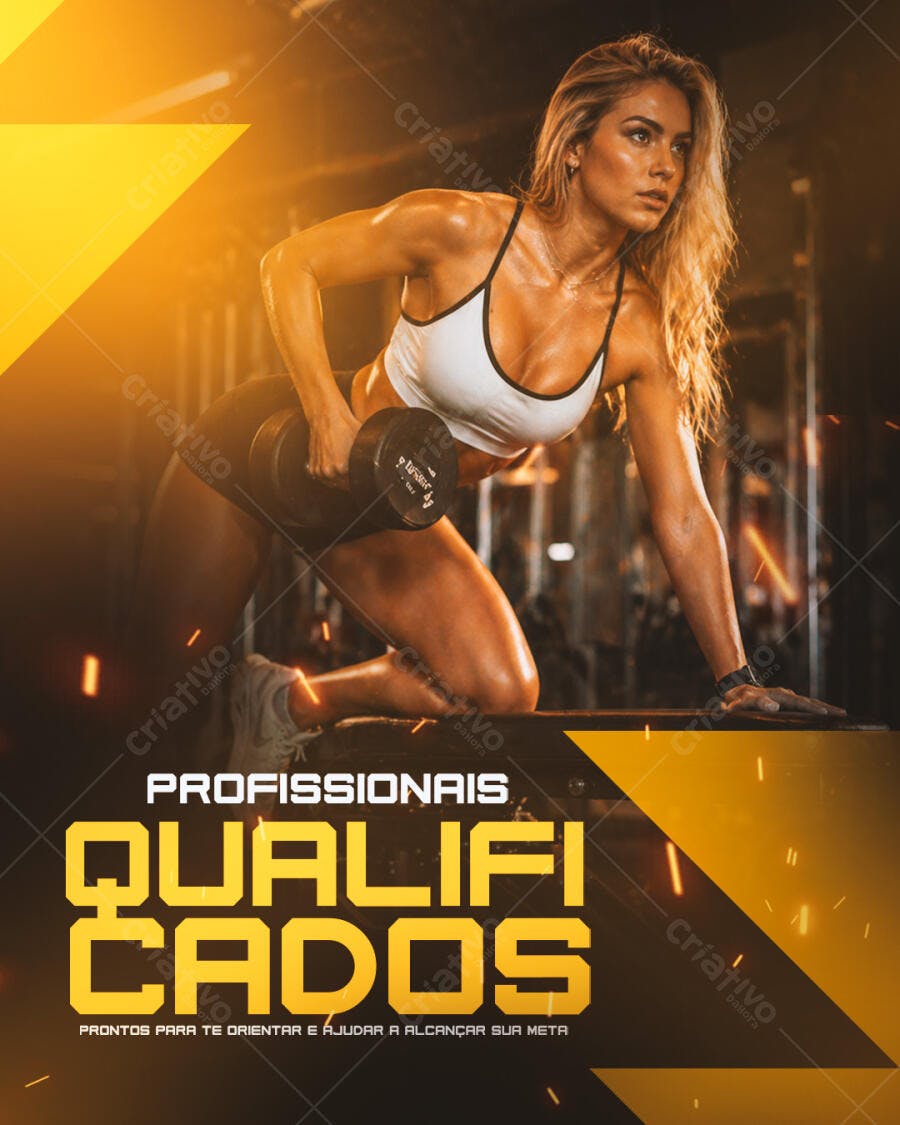 Flyer Academia Fitness Profissionais Qualificados PSD Editável