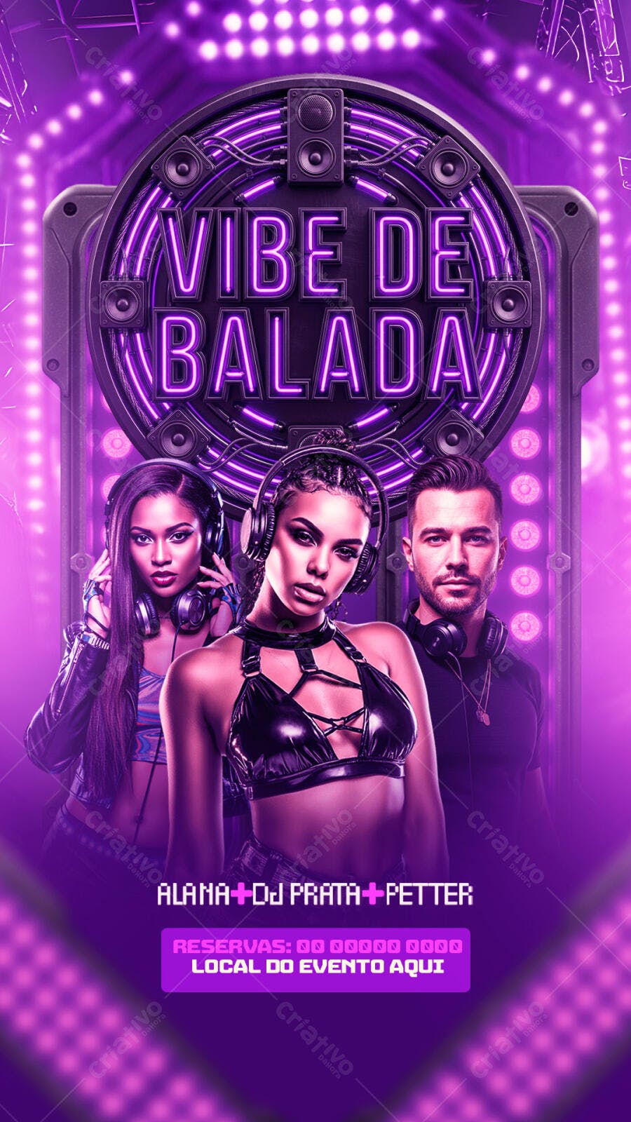Flyer Balada Festa Eletrônica DJ PSD Editável