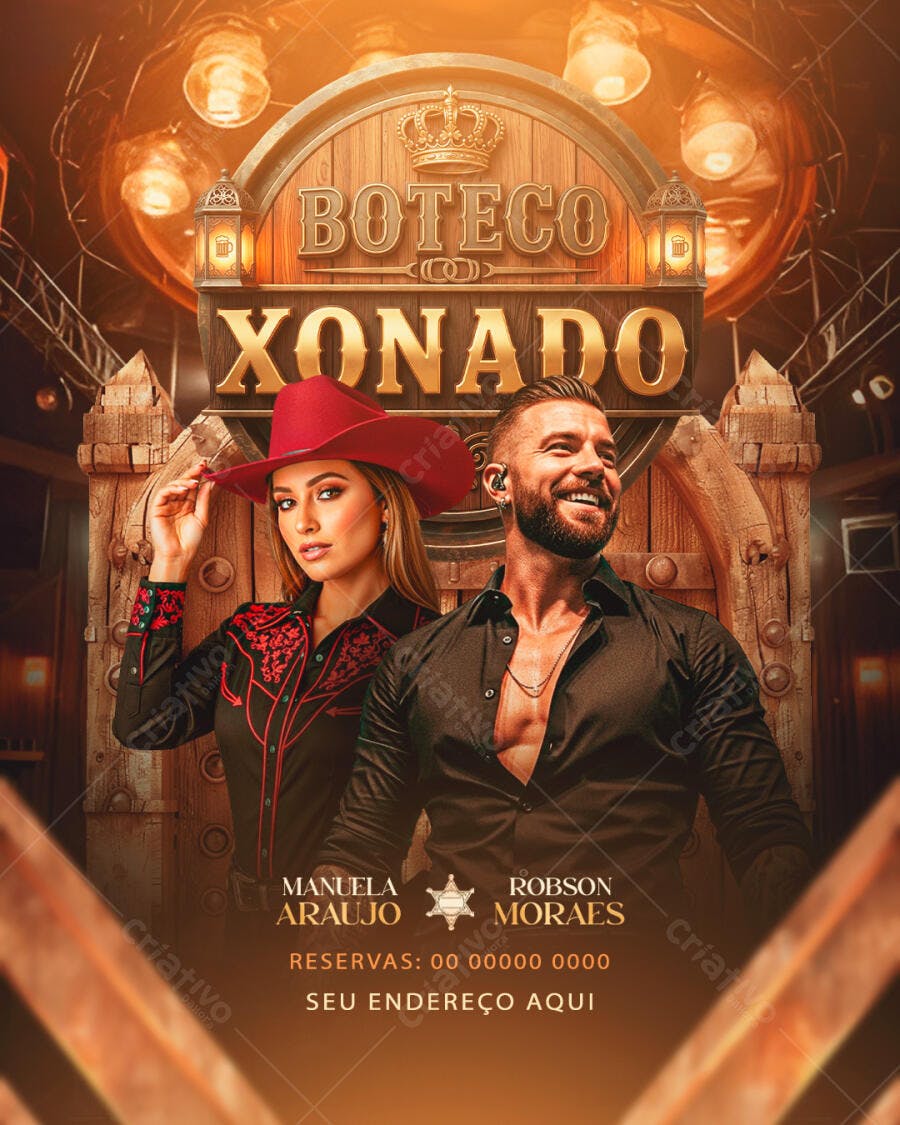 Flyer Boteco Sertanejo Country PSD Editável