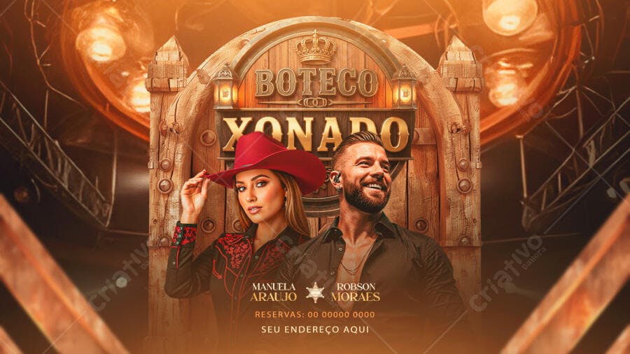 Flyer Boteco Xonado Sertanejo Balada PSD Editável