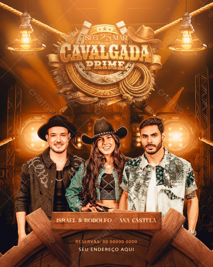 Flyer Cavalgada Prime Sertaneja Março PSD Editável