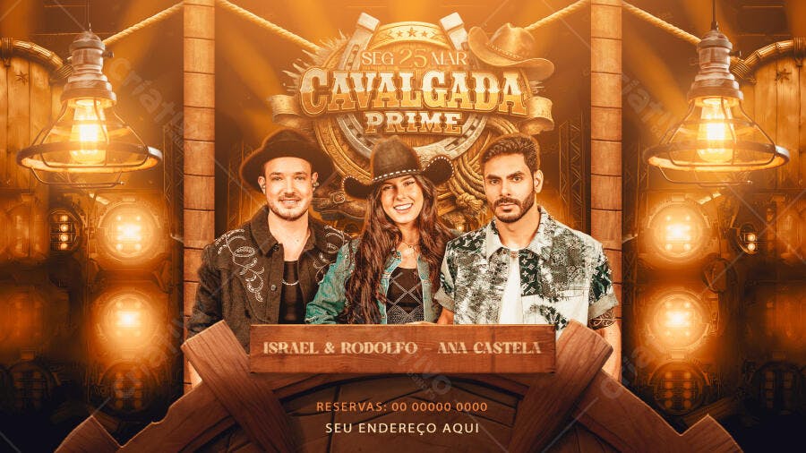 Flyer Cavalgada Prime Sertanejo Evento PSD Editável