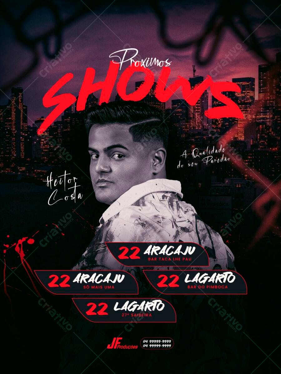 Flyer Próximos Shows Cantor Sertanejo PSD Editável