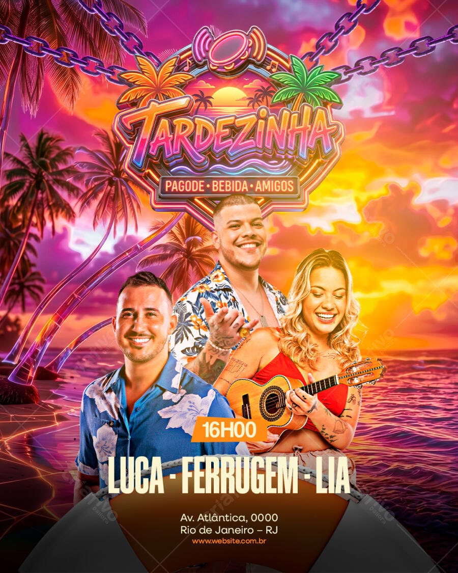 Flyer Tardezinha Pagode Verão PSD Editável