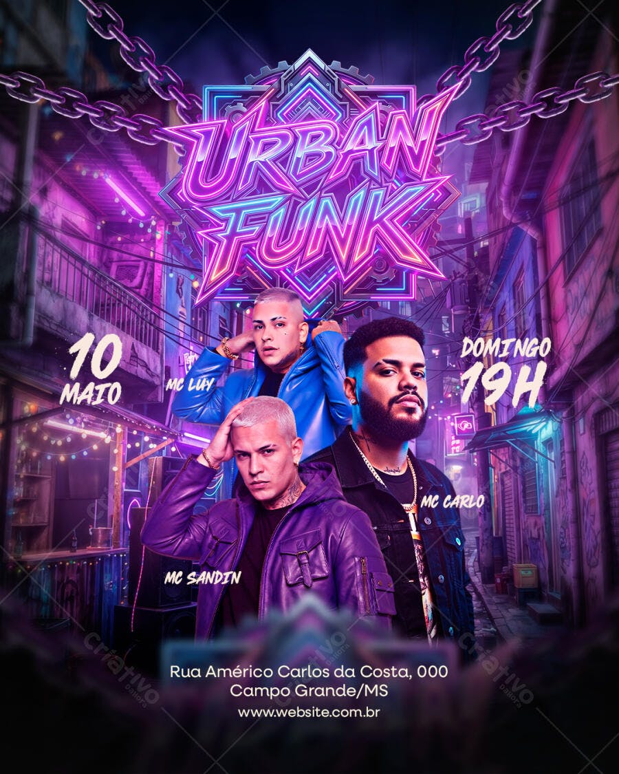 Flyer Urban Funk Festa Noturna Maio PSD Editável