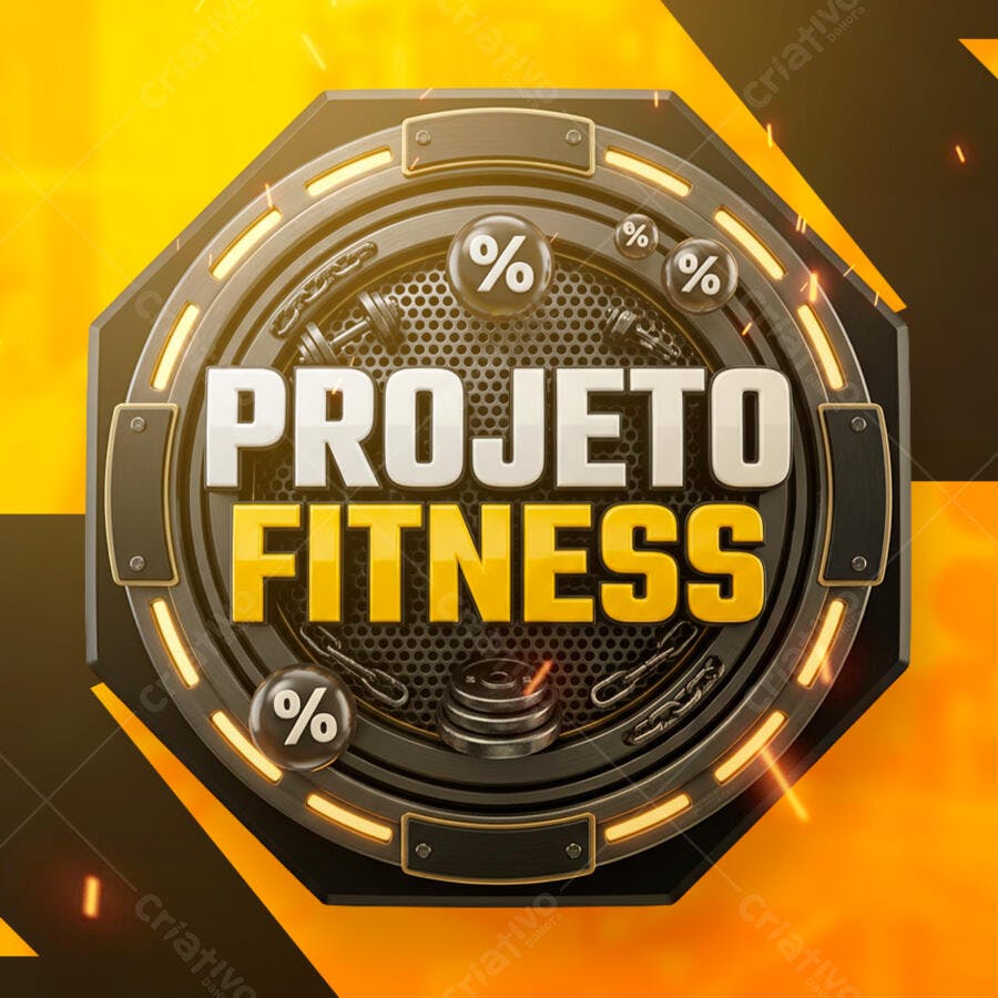 Logo Projeto Fitness Academia Musculação PSD Editável