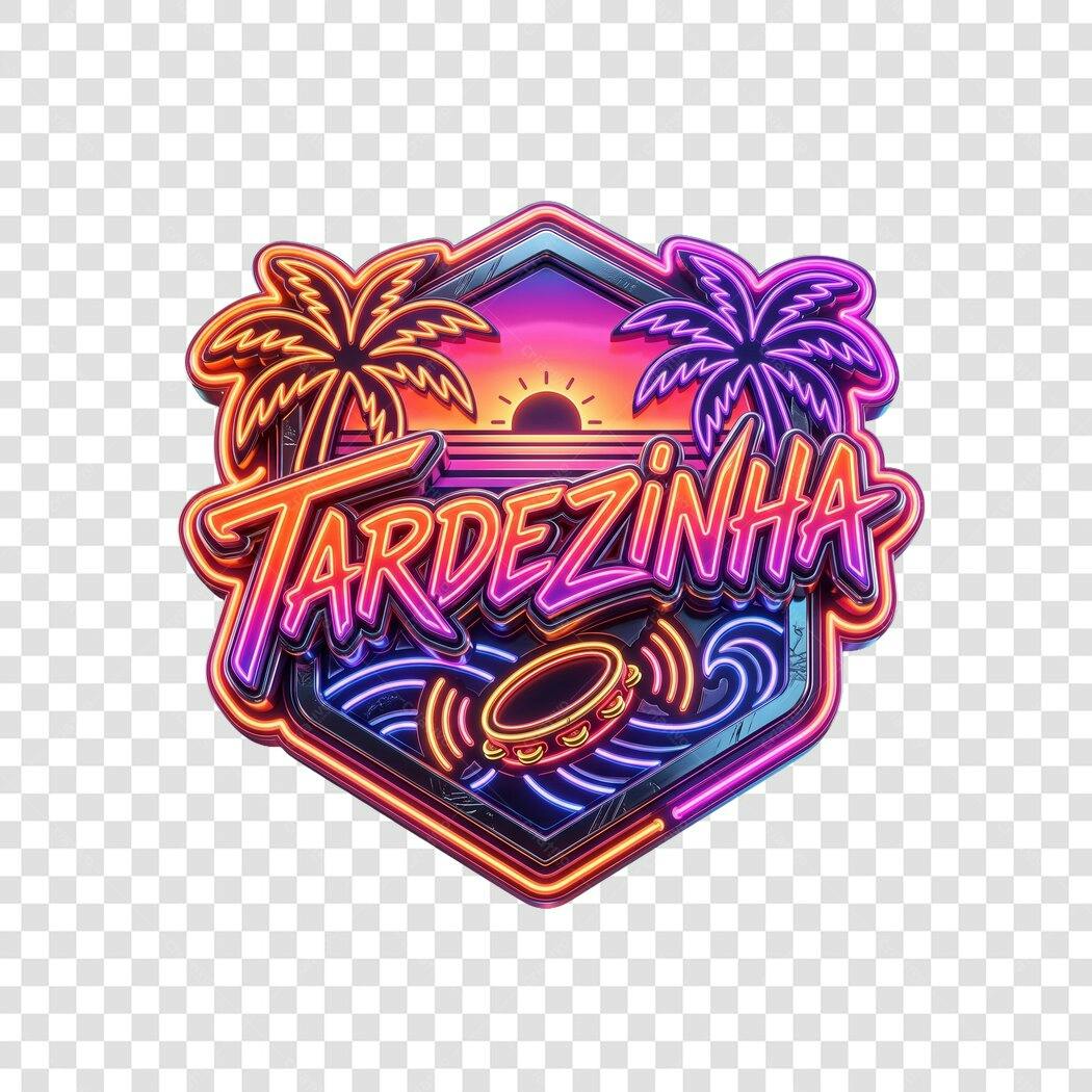 Logo TARDESINHA Neon Tropical Pôr do Sol PNG Fundo Transparente