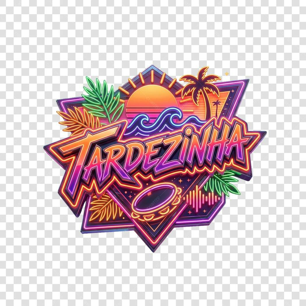 Logo TARDESINHA Neon Tropical Verão PNG Fundo Transparente