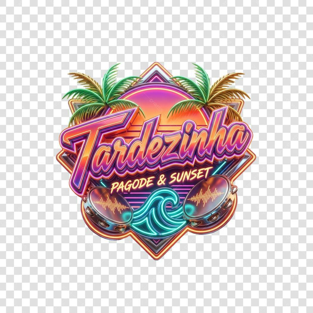 Logo Tardezinha Pagode Sunset Neon PNG Fundo Transparente