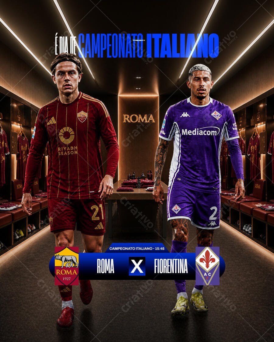 Post Campeonato Italiano Roma Fiorentina PSD Editável