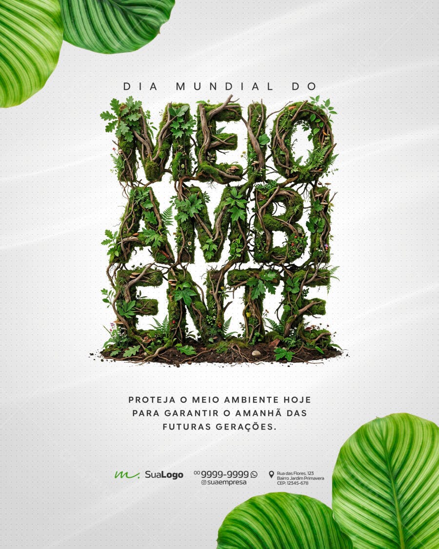 Post Dia Mundial do Meio Ambiente Ecológico PSD Editável