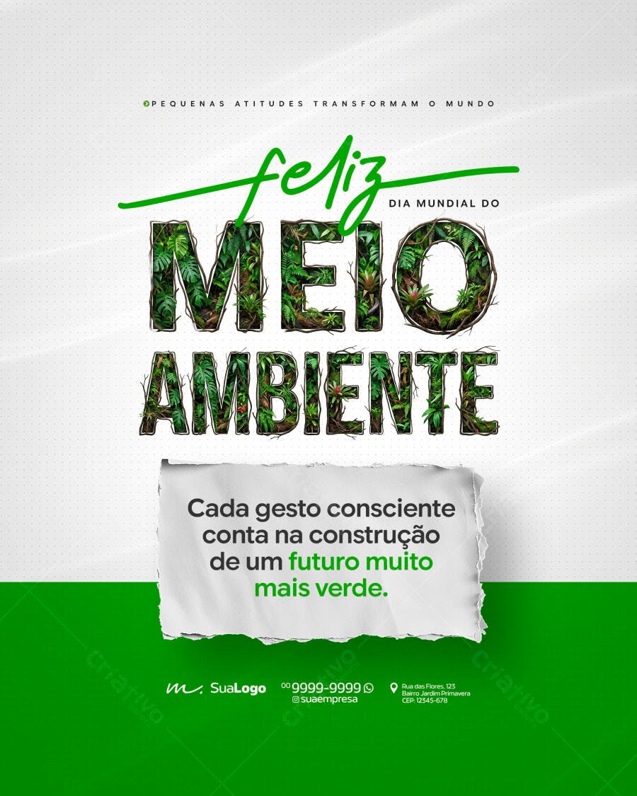 Post Dia Mundial Meio Ambiente Ecológico PSD Editável